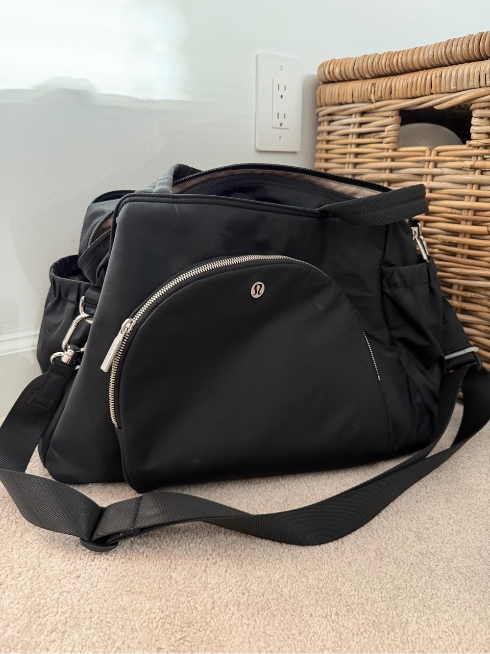lululemon athletica Black Nylon Duffel with Front Zip Pocket